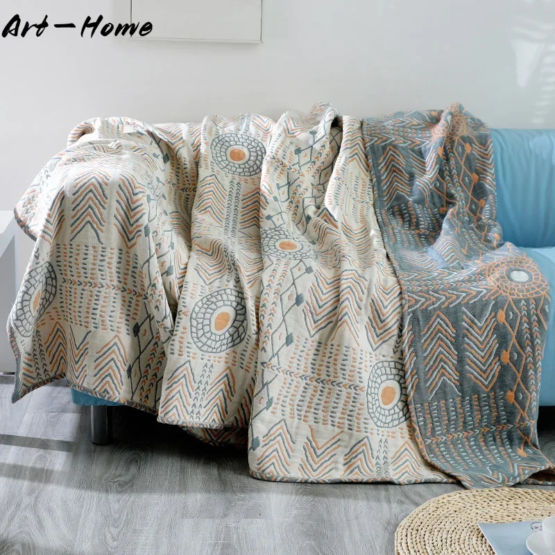 Bohemia Throw Blanket for Beds Cotton Cover Four Seasons Sofa Blanket Oversized Summer Gauze Cool Quilt Double Bedspread