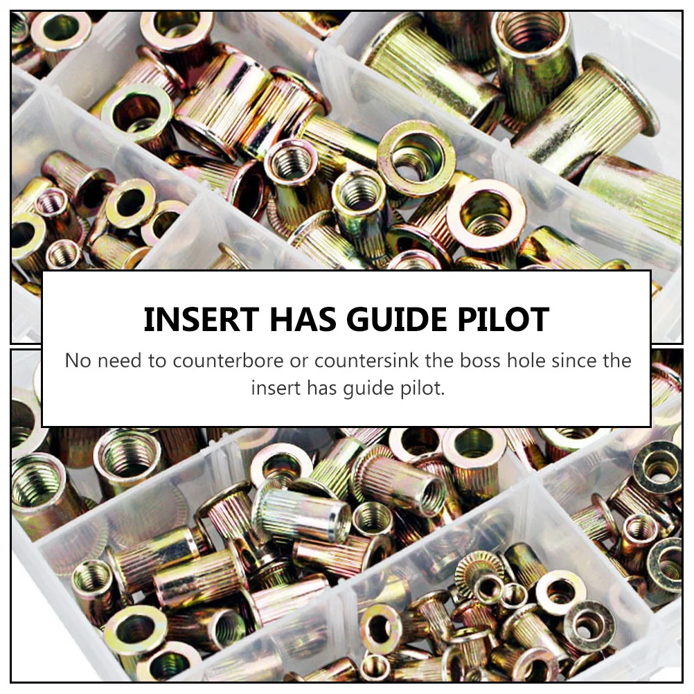 

150Pcs Rivet Nut Stainless Steel Flat Head Insert Assortment Suitable for Automotive Furniture Decoration