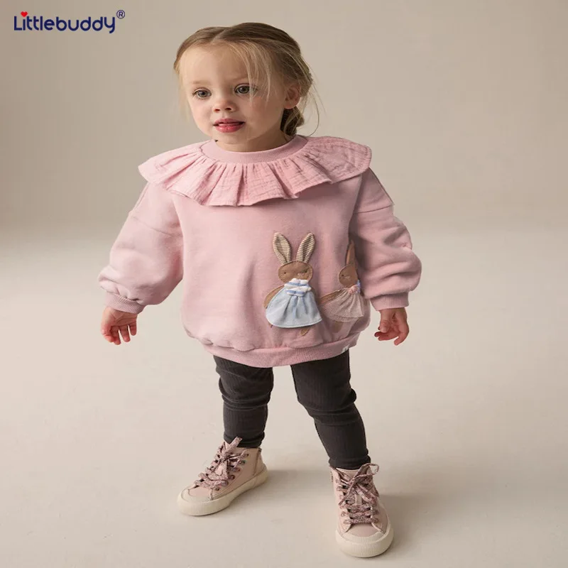 

Little buddyGirls' Stylish Sweatshirt Autumn New Style Round Neck Long Sleeve Pullover for Toddlers and Young Children