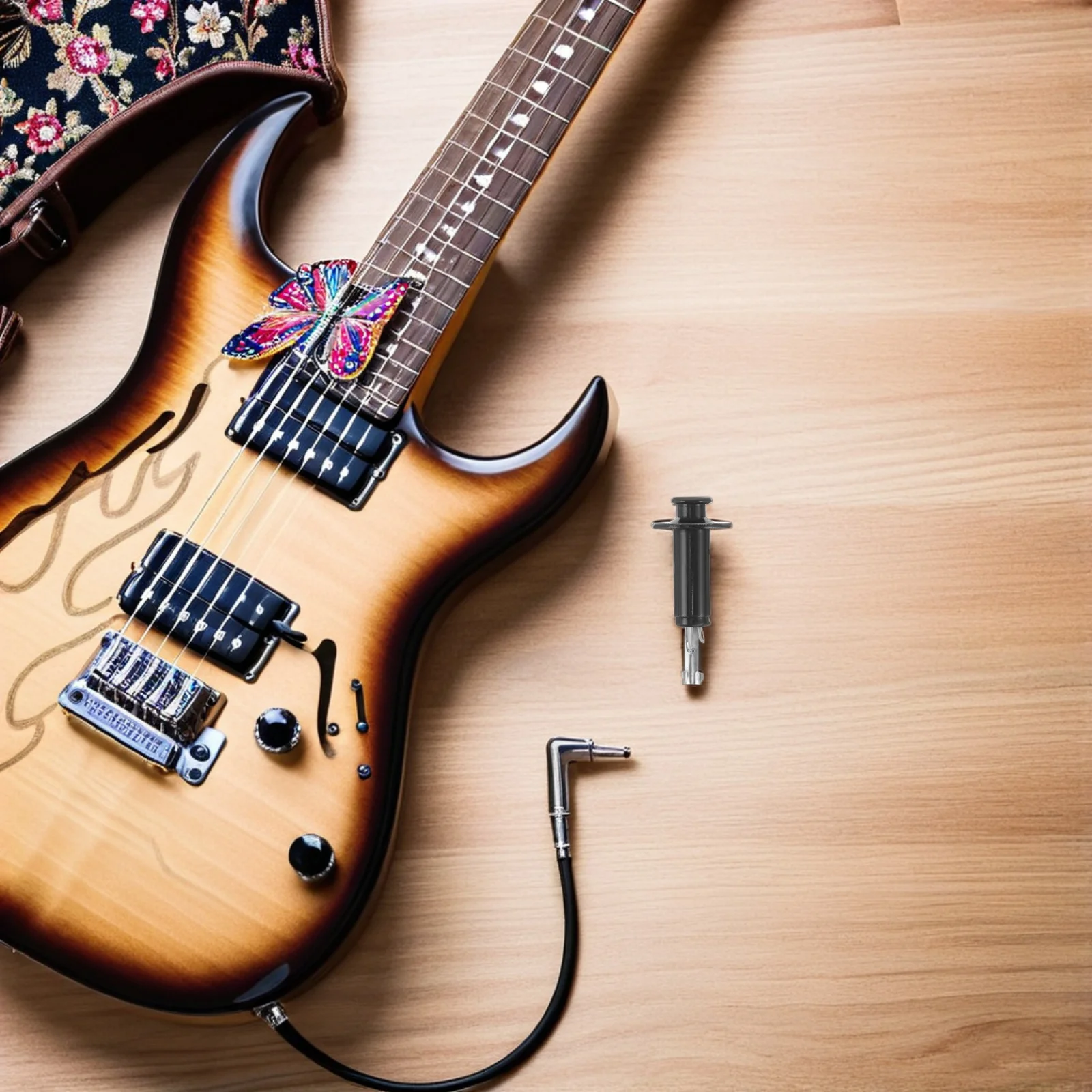 

1Set Guitar Accessories Acoustic Guitar Output Jack with Threaded Socket Strap Lock Button for Studio Stage Use