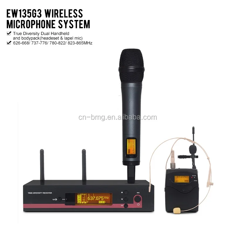 

EW135G3 EW 135 G3 professional UHF wireless microphone system with EW100 Receiver E835 microphone & Lapel Headset