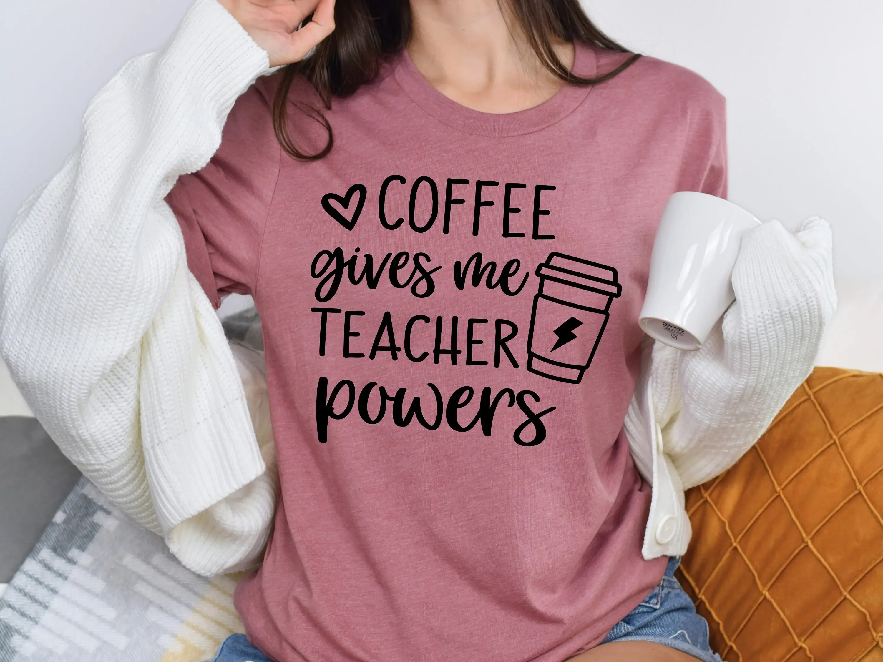 Coffee Gives Me Teacher Powers T shirt Life Appreciation Cute