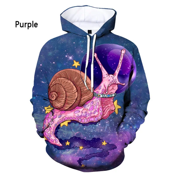 

2024 Fun Mushroom Pattern Men Ladies 3D Hoodie Snail Print Casual Fashion Pullover