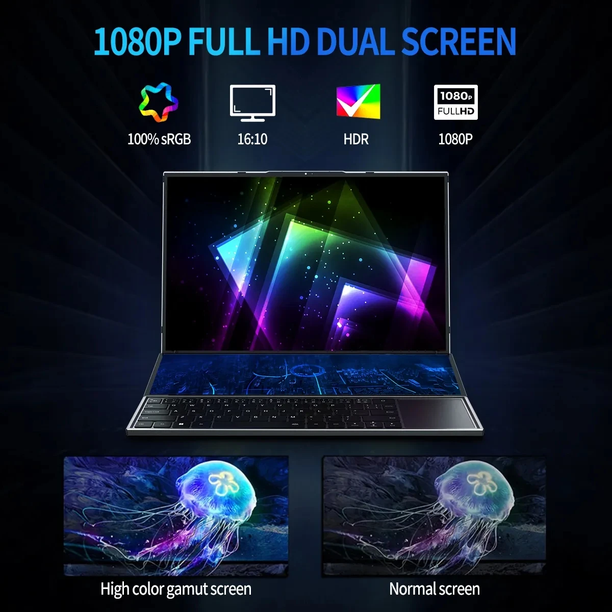 Topton-ordenador portátil para juegos con pantalla Dual, 16 pulgadas, IPS + 14 pulgadas, Intel i9-10885H, Max, 64GB, 4TB, Slim Notebook, PC Gamer