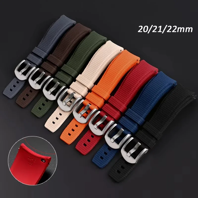 Quick Release Curved Fluoro Rubber Watch Strap Replacement for 18mm 19mm 20mm 21mm 22mm Universal Sport Waterproof Watch Band
