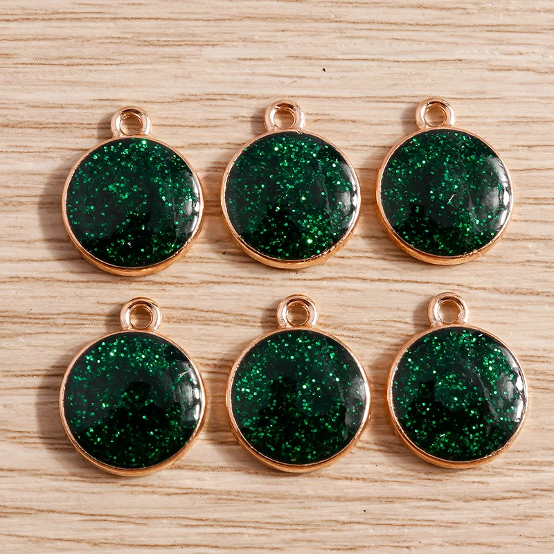 Tusember 20 Stück bunte Anhänger, niedliche runde glänzende Glitzer-Charms für DIY-Ohrringe, Halsketten, Schmuckzubehör und Schmuckfertigkeiten – Detail 8