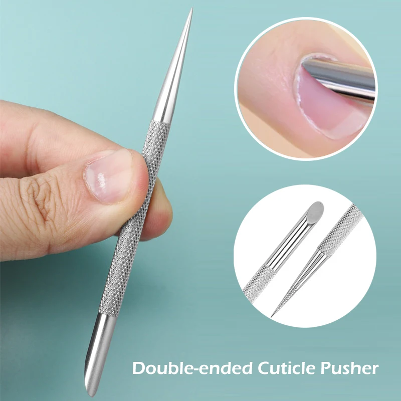 1 Stuk Dubbelzijdig Roestvrij Staal Cuticula Pusher Nagel Manicures Verwijderaar Manicure Sticks Gereedschap Voor Nail Art