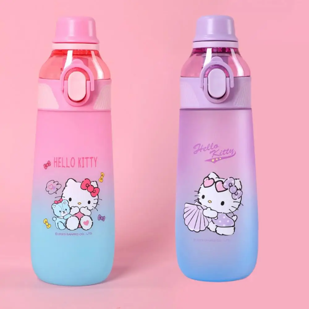 

600Ml Water Cup Sanrio Kt Y2K Hello Kitty Anime Figure Kawaii Straight Drink Sippy Cup High Capacity Gradient Travel Summer Gift