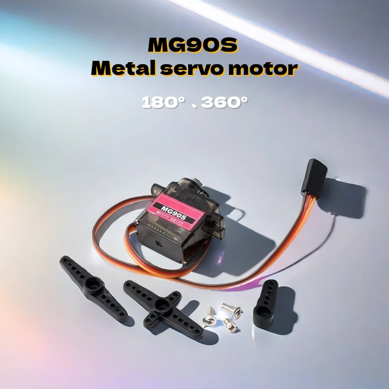 1/5 piezas Servo MG90S 14g con engranajes metálicos, servo de inclinación SG90 para aviones de ala fija, robots y motores de control remoto 180 °   360 °
