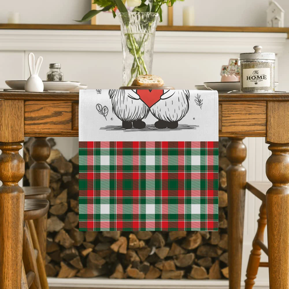 Christmas Heart Dwarf Hat Table Runners Dresser Table Decor Farmhouse Dining Table Runner Holiday Party Decoration