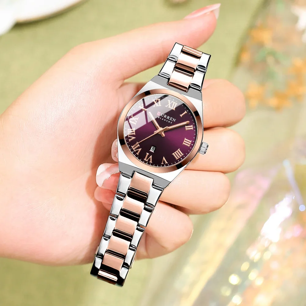 CURREN Watch Women,Watches for Women,Ladies Watches,Waterproof Fashion Dress Stainless Steel Bracelet Analog Watches Date