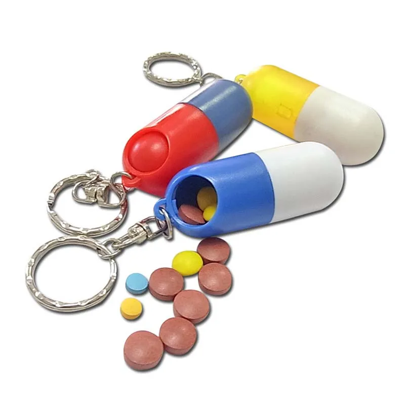 Mini Portable Aluminum  Pill Bottle Cartridge Keychain Outdoor Waterproof Sealed Medicine Jar Pill Box Pill Cartridge