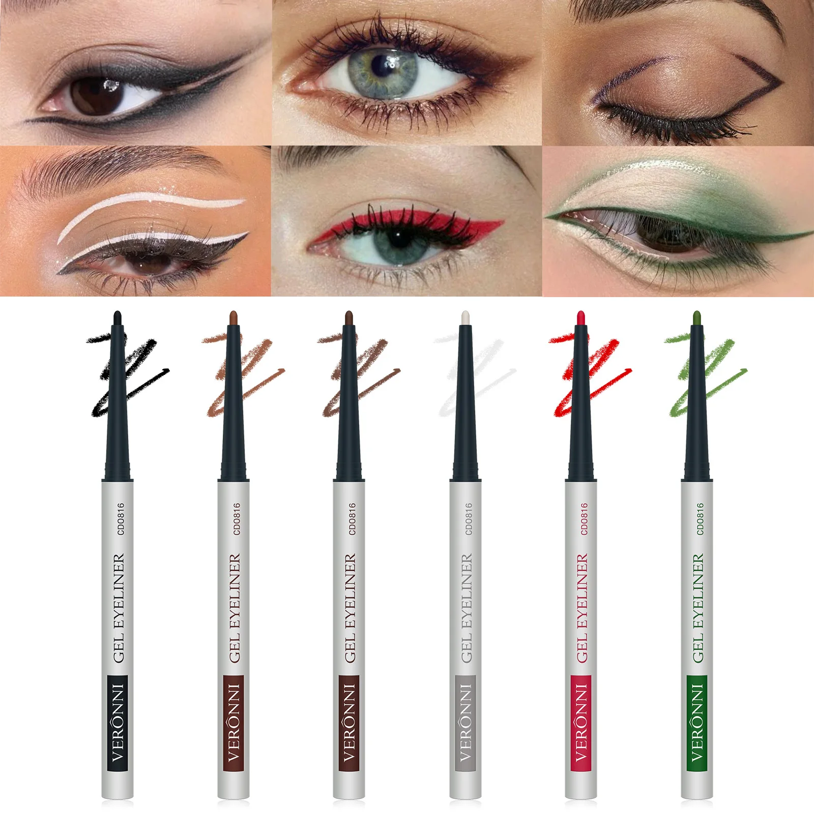 Eyeliner liquide imperméable à long terme, stylo eye-liner, embausans halo, tête fine, cils antiadhésifs, vers à soie couché