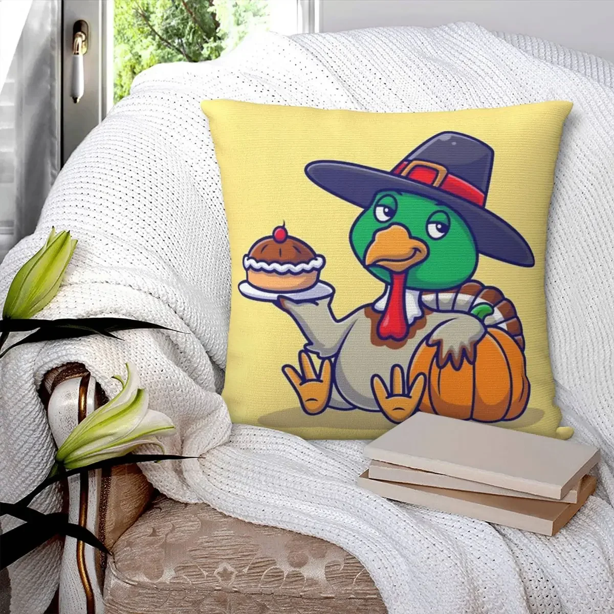 Chicken Turkey Thanksgiving Square Pillowcase Polyester Pillow Cover Velvet Cushion Zip Decorative Comfort Throw Pillow For Home