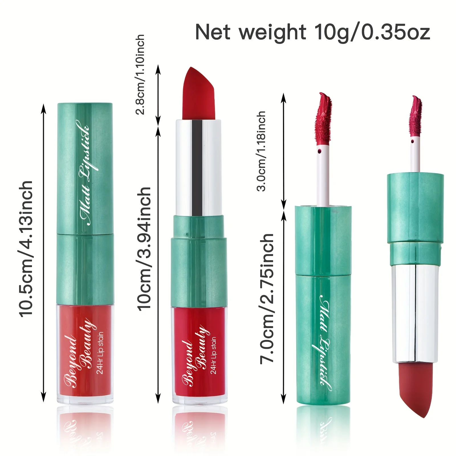 Dual Head Matte Velvety Finish Lipstick, Long Wear High Pigmented Not Sticky Cup Lip Gloss, Lip Stick + Liquid 2 IN 1