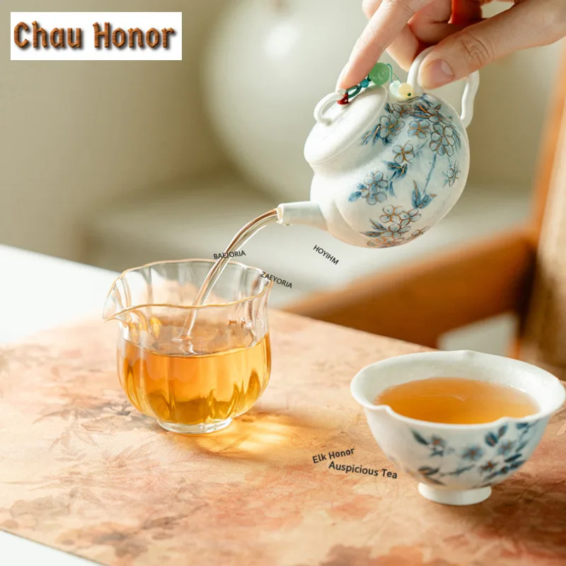 Aesthetic Outline In Gold Flower Teapot Zen Tea Infuser Pot Tea Brewing Kettle With Ball Hole Kung Fu Teaset Accessories Craft