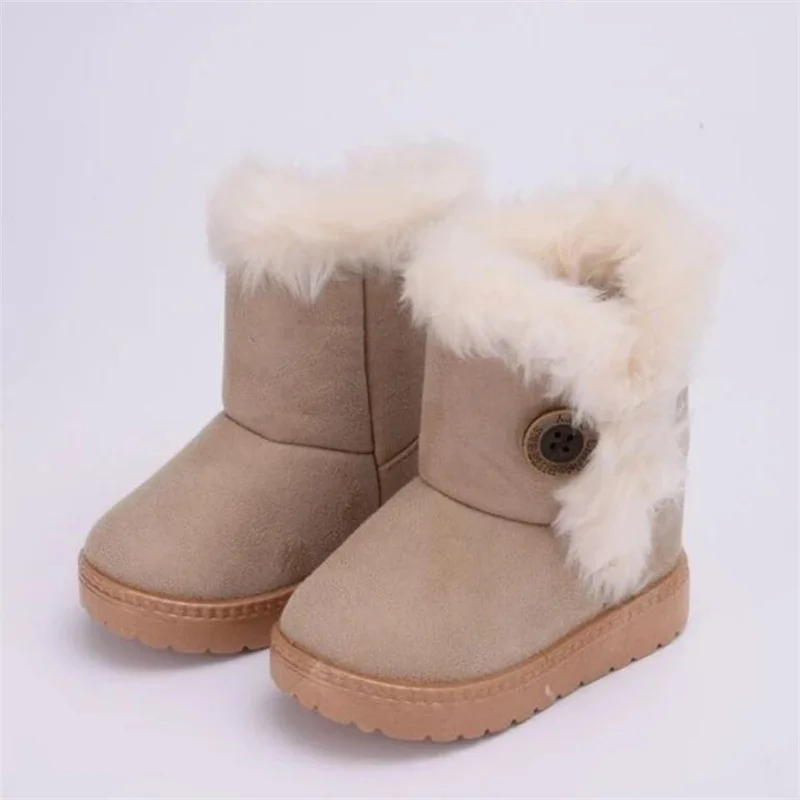 Botas de nieve cálidas para niños, zapatos de princesa para niños pequeños, antideslizantes, planas, con punta redonda, encantadoras, para bebés,