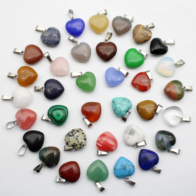 24pcs natural stone pink crystal Crazy Onyx agates opal 16mm heart pendant for DIY Jewellery earring charms crafts wholesale