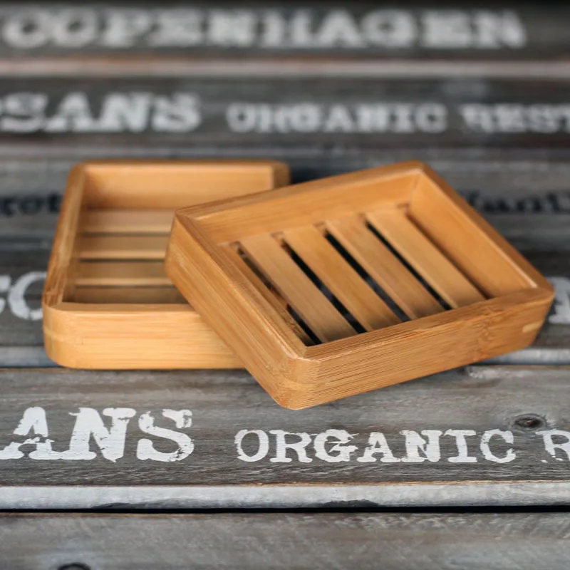 Portable Wooden Natural Bamboo Soap Dishes Tray Holder Storage Soap Rack Plate Box Container Bathroom Accessories