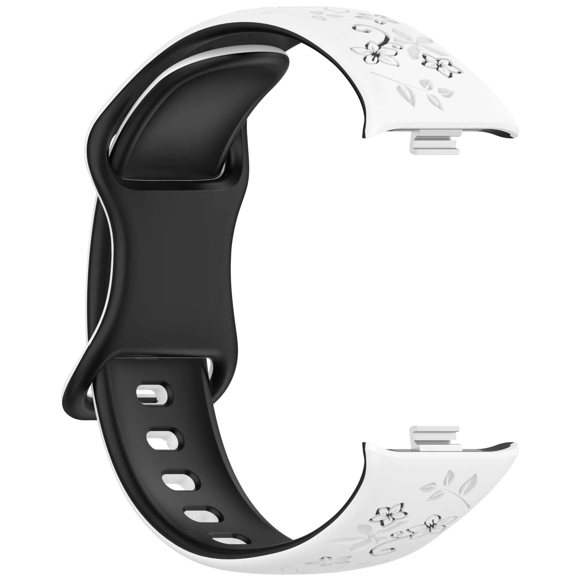Two Tone Floral Carved Soft Silicone Strap Compatible with Xiaomi Smart Band 8/9 PRO/Redmi Watch 4/5/6 | Waterproof, Wreathable - view 5