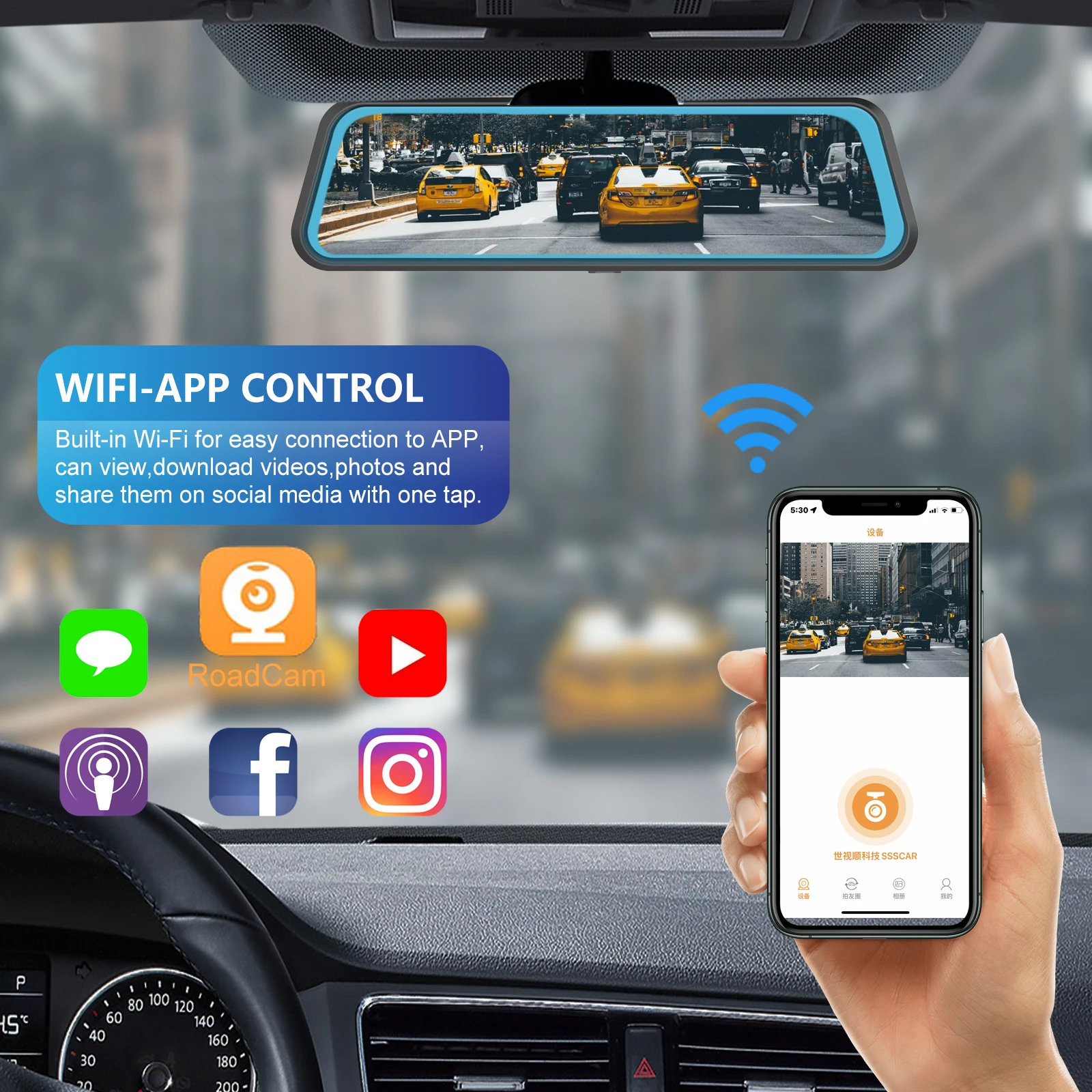 10 بوصة تعمل باللمس كاميرا مرآة السيارة 4k واي فاي نظام تحديد المواقع داش كام دوبل كامارا مرآة جهاز تسجيل فيديو رقمي للسيارات عدسة مزدوجة الجبهة والخلفية 4k داشكام