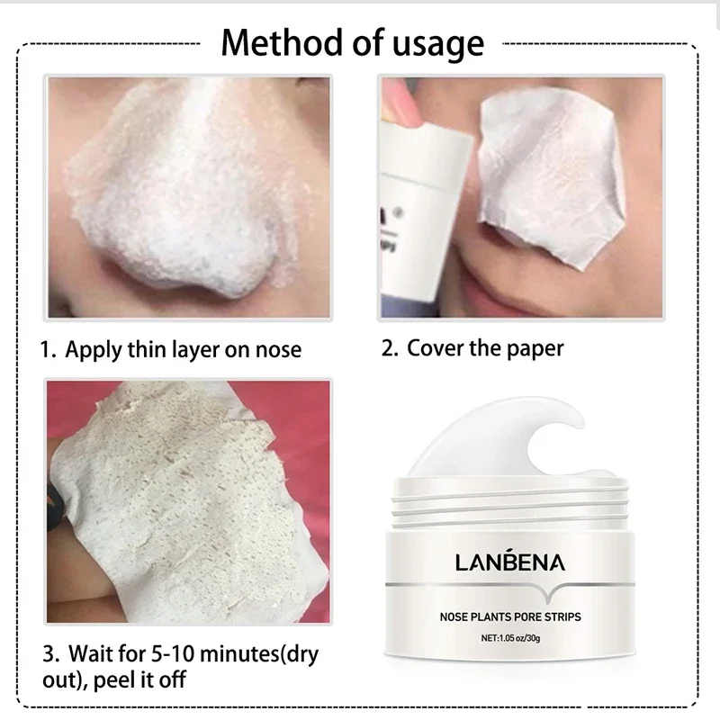 LANBENA-mascarilla para la nariz, nuevo estilo, eliminador de espinillas, tira de poros, máscara negra, tratamiento para pelar el acné, limpieza profunda negra, cuidado de la piel