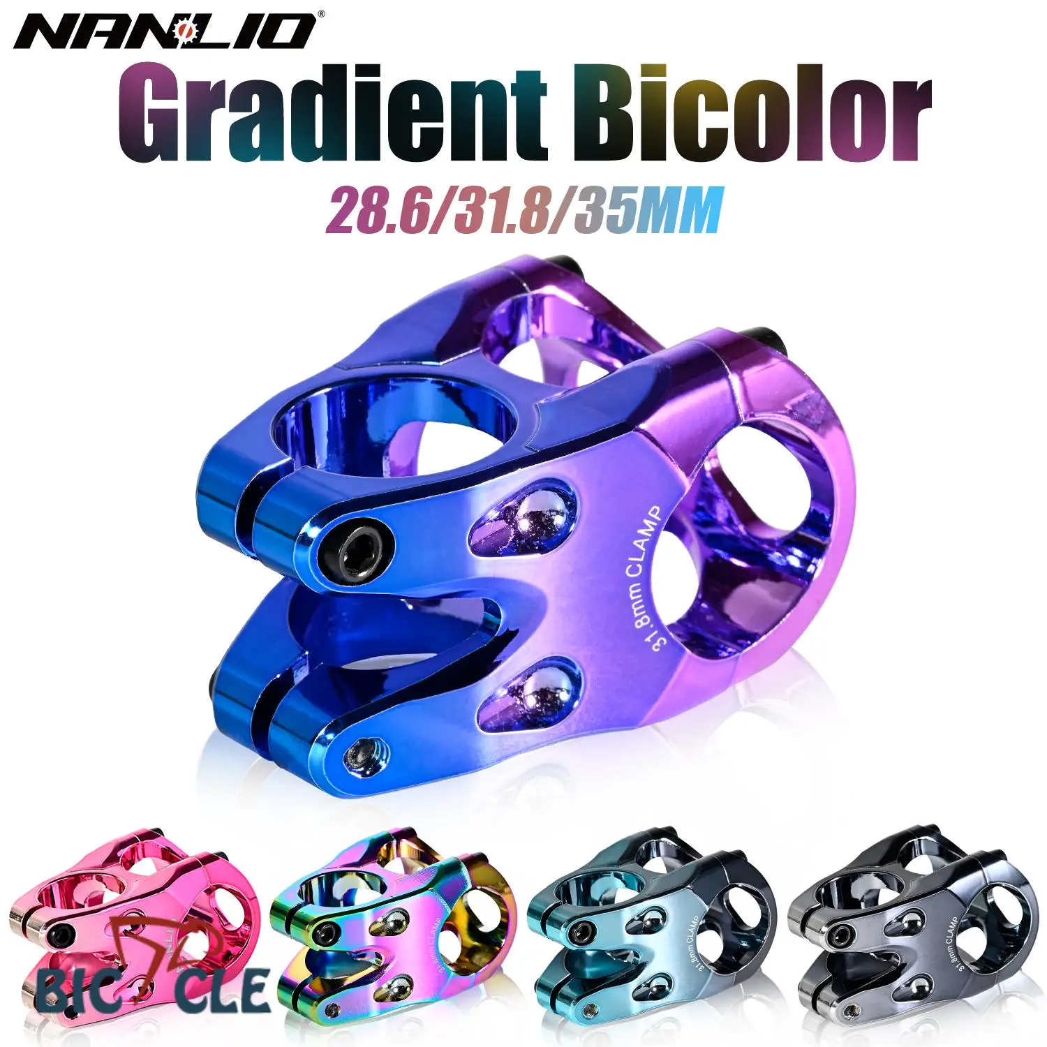 

Велосипедный стержень NANLIO, 0 °, 35 мм, длина, 40 мм, высота, двухцветный градиентный положительный и отрицательный ионизатор, краска для выпечки, износостойкая, 114 г