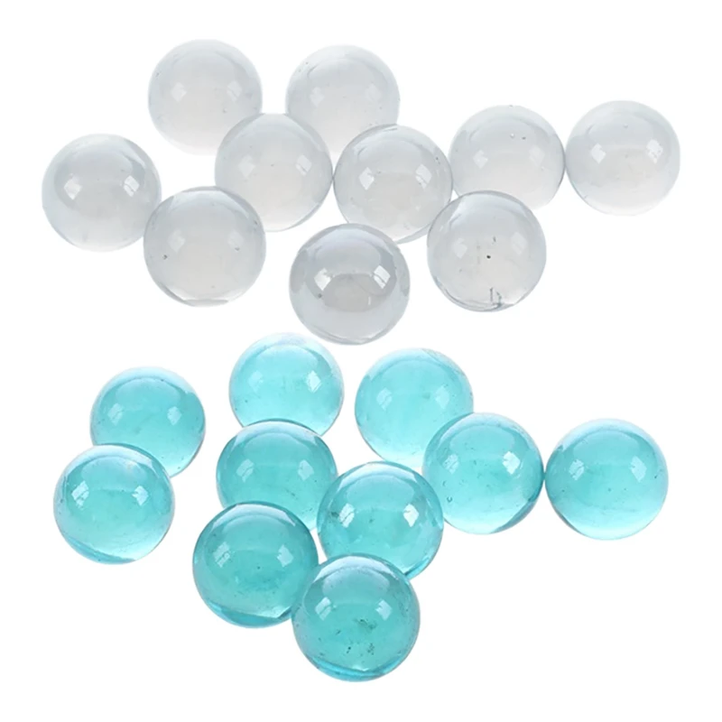 20 Pcs Marbles 16Mm Glass Marbles Knicker Glass Balls Decoration Color Nuggets Toy Blue And Transparent