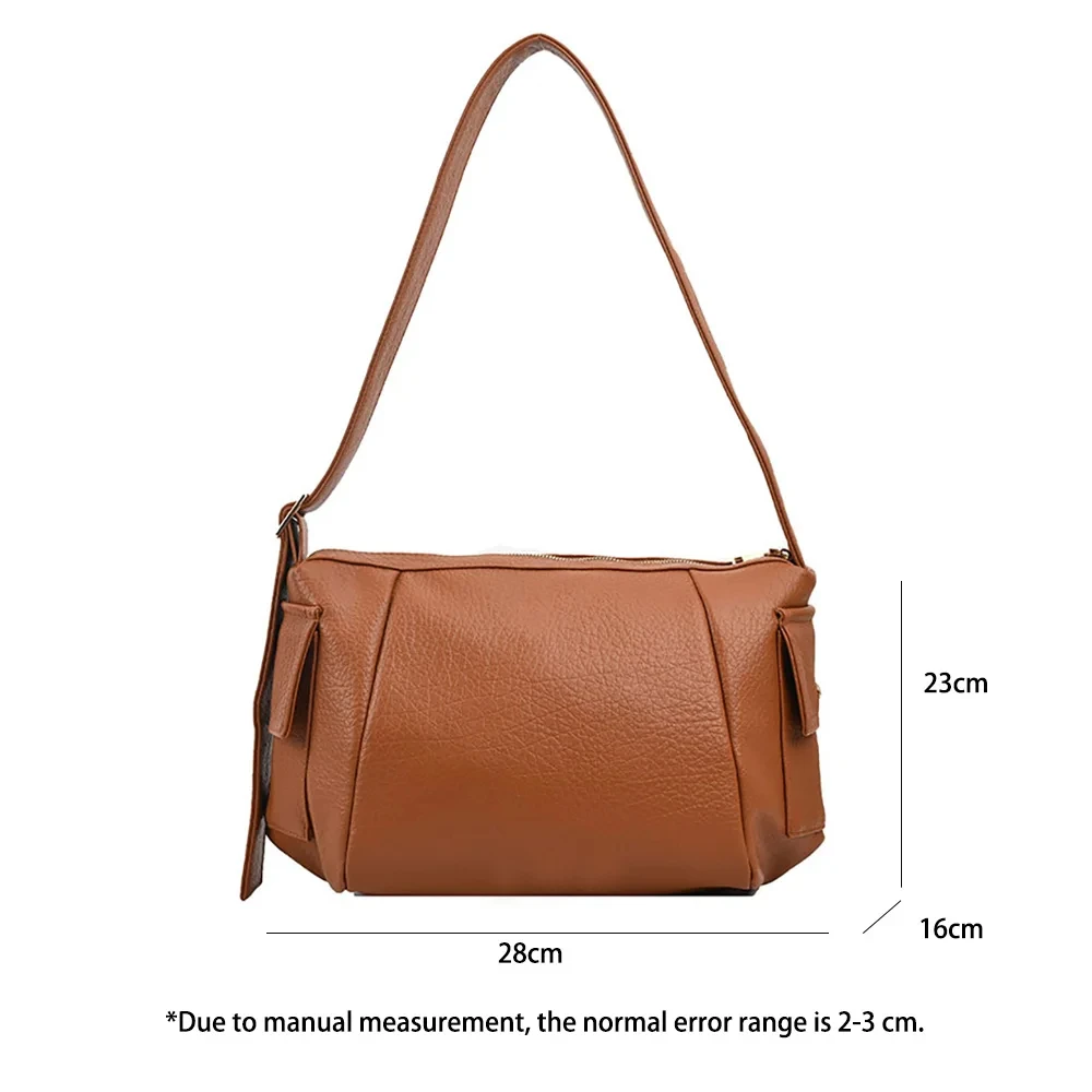 Trendy Retro Pu Leather Crossbody Bags 2023 New Fashion Square Handbags Women Commuter Casual Single Shoulder Bag Large Capacity