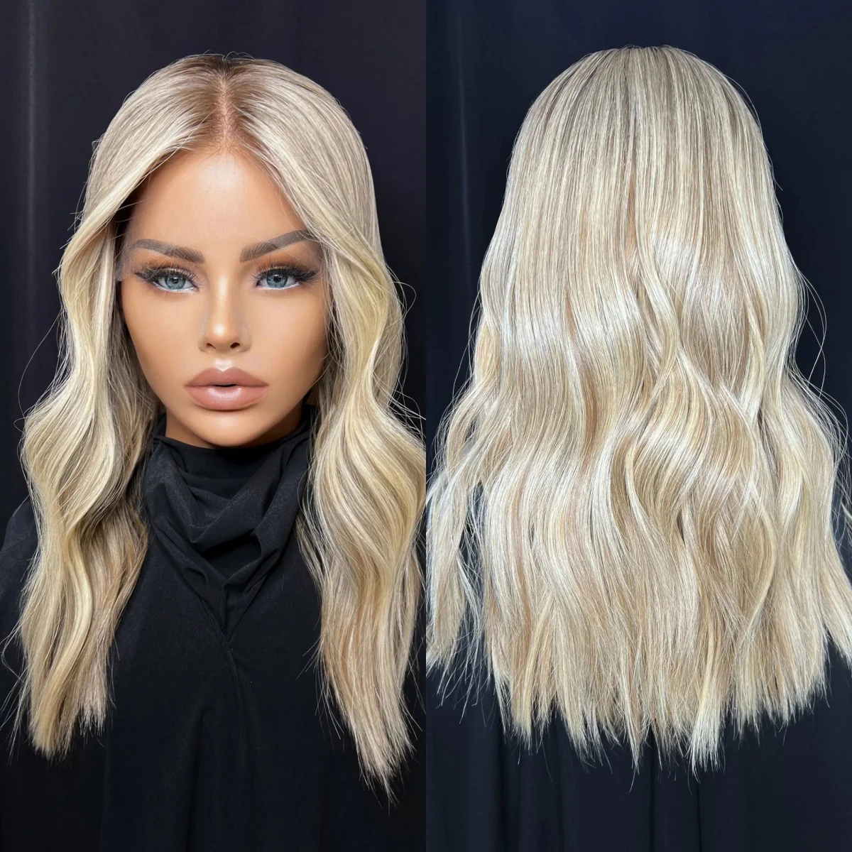 Classic Preplucked Realistic Hairline Wig Natural Looking Deep Wave Wig Ombre Ash Blonde Synthetic 13*4 HD Invisible Front Wig