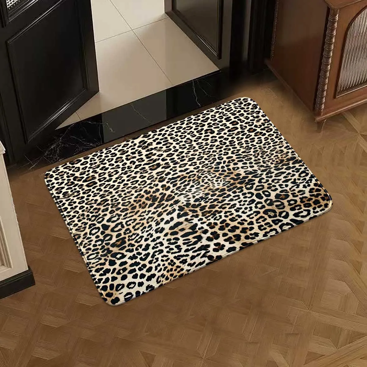 1 American wild leopard print spotted pattern foot mat, stylish and versatile, atmospheric long carpet for the entrance