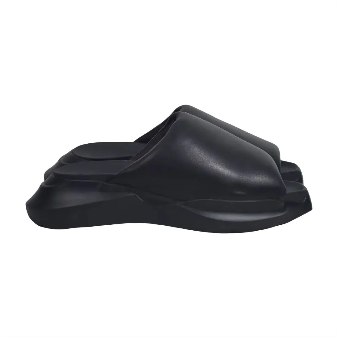 

Men Sandals Platform Casual Leather Slipper Luxury Trainers Height Increasing High Street Summer Black Shoes