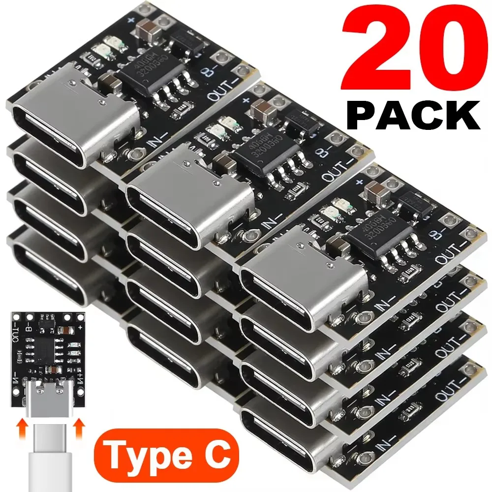 1-20PCS USB Type C 3.7V Lithium Battery Charger Board USB-C Charging Module with Protection Circuit Charging Port Dock Connector