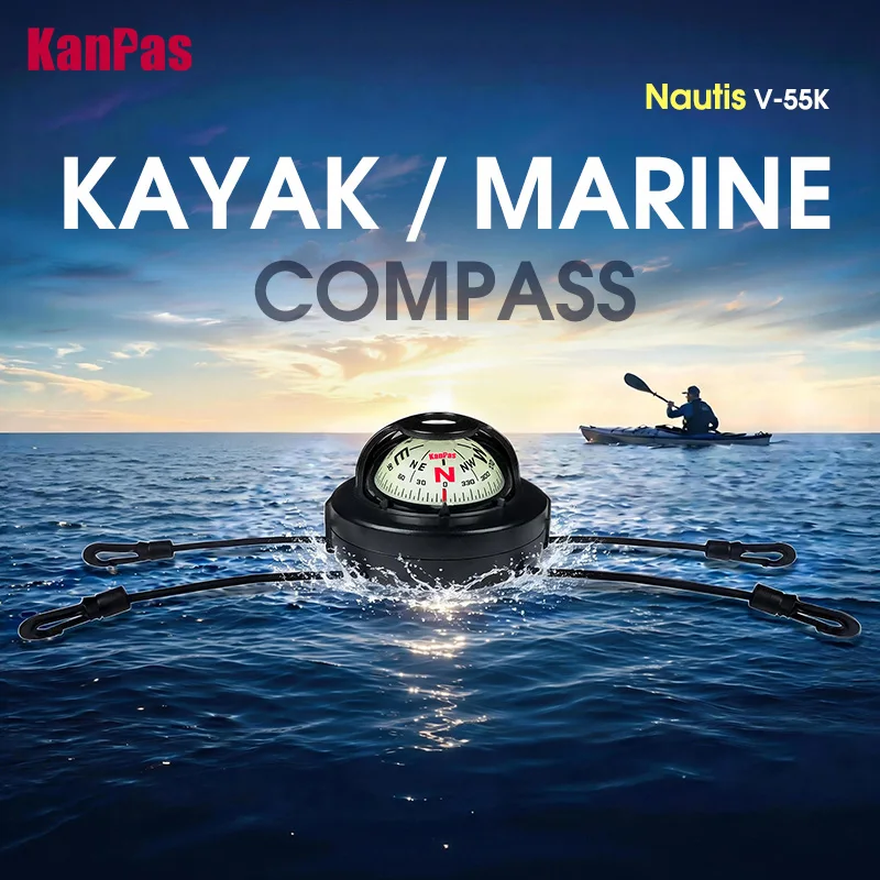 KANPAS Luminous Marine Compass Ball, Night Glow Jet Sport Sea Compass for Kayak, Boat, Canoe/ Battery Free / V-55K
