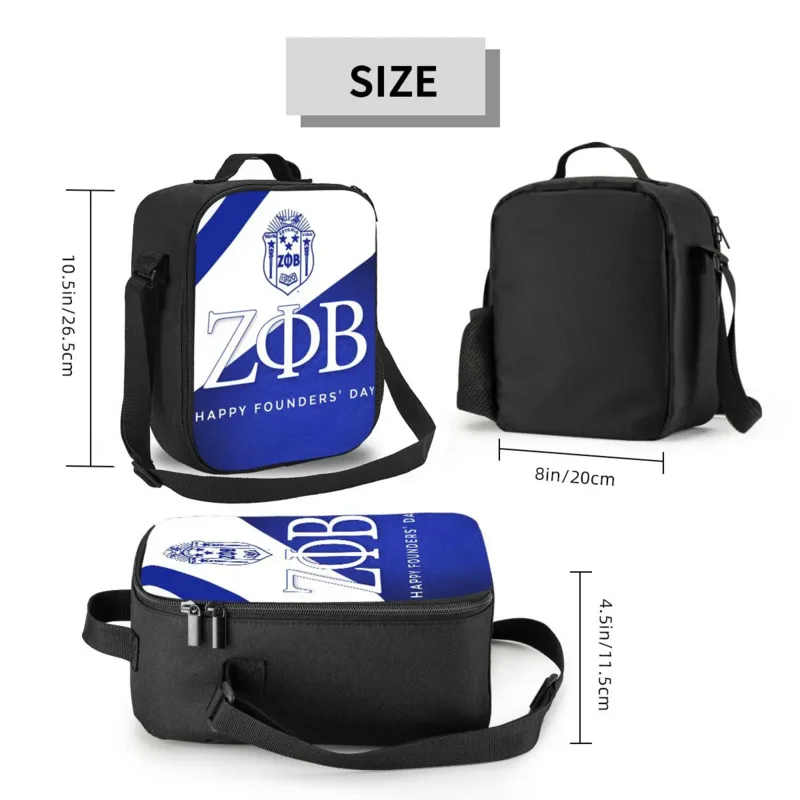 Zeta Phi Beta Greek Letter 1920 Insulated Lunch Bags for Women ZOB Portable Cooler Thermal Food Bento Box Kids School Children