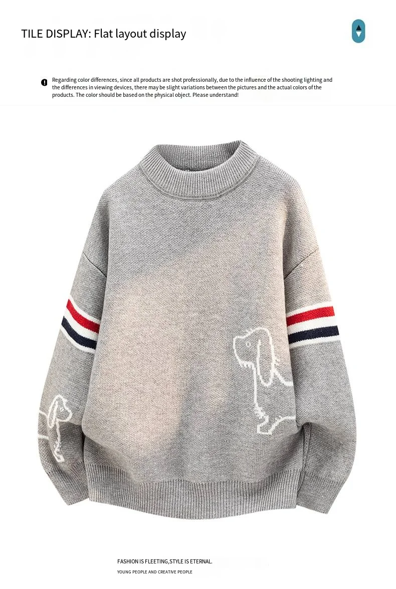 Bestseller: Lockerer Herren-Pullover mit langen Ärmeln, Rundhalsausschnitt, gestreiftem Muster, für den täglichen Gebrauch, Winter, neuer Trend, Freizeitpullover. – Detail 6