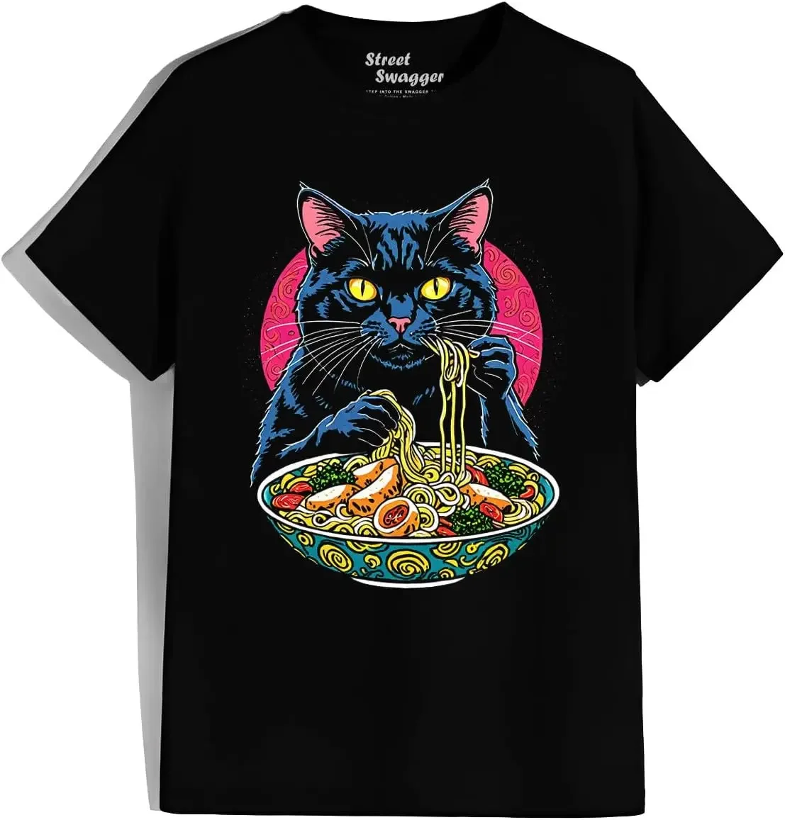 Noodle Whisker Moments Cat Ramen Noodle Japanese T Shirt Tees High Quality 100%Cotton Short Sleeve