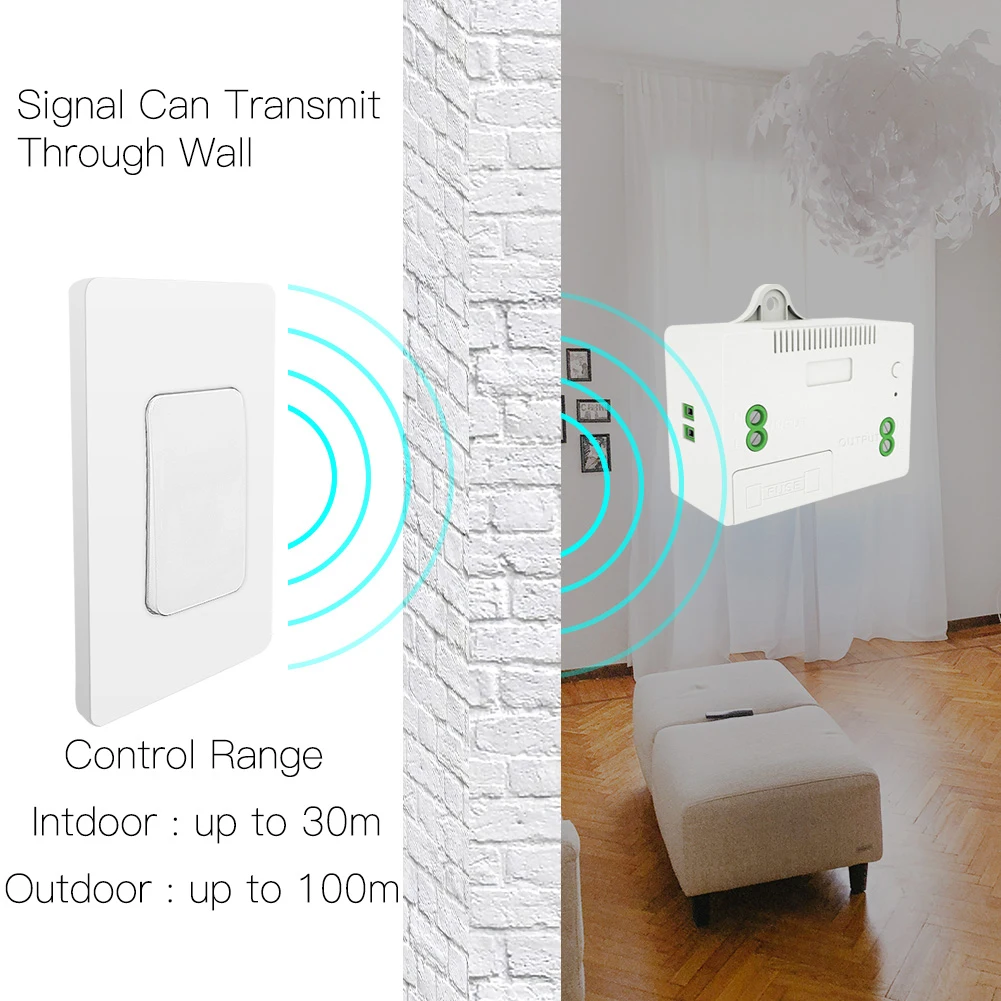 RF433ไร้สายสวิทช์แบตเตอรี่รีโมทคอนโทรลไฟผนังสวิตช์ไม่มีสายไฟที่จำเป็นแผง US ประเภท