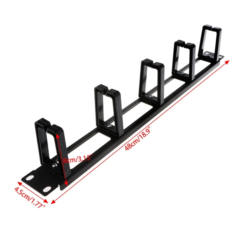 19 Inch 1U Rack Cabinets Cable Management Network Organizer Hollow Metal Base Five Ring Detachable Wire Manager Frame