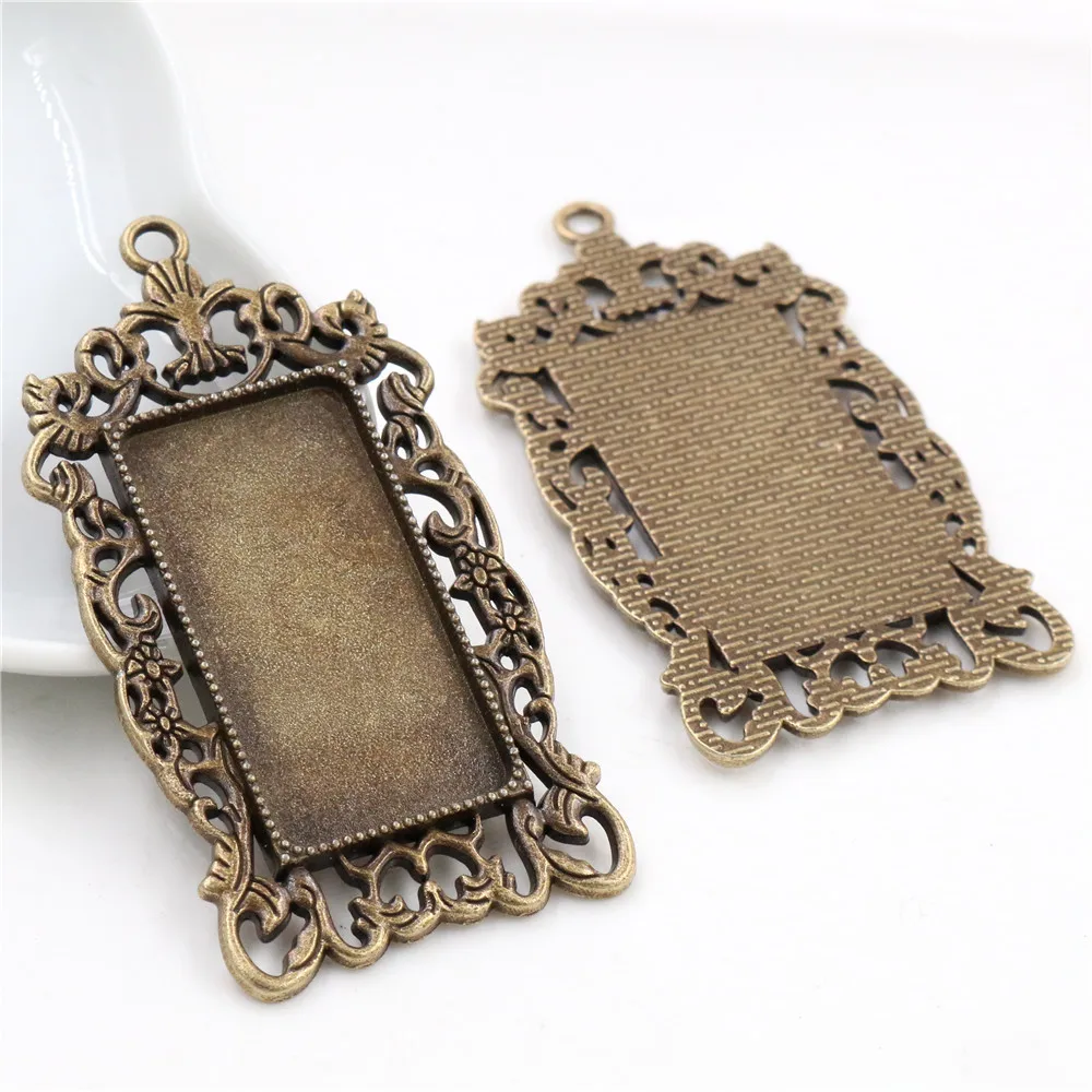 New Fashion 5pcs 19x38mm Inner Size 2 Colors Rectangle Cabochon Base Charms Pendant,Fit  19*38mm Square Glass Cabochons