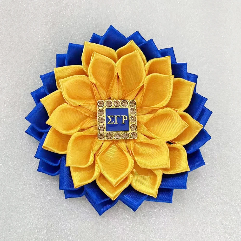 إكسسوارات بودل بأحرف يونانية من SGRHO بروش الصدار باللونين الأزرق والأصفر