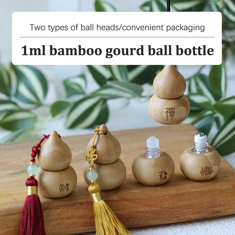 1ml Bamboo Gourd Shape Roller Empty Bottle Skincare Containers Ancient Style Roll On Bottles Small Perfume Essential Oil