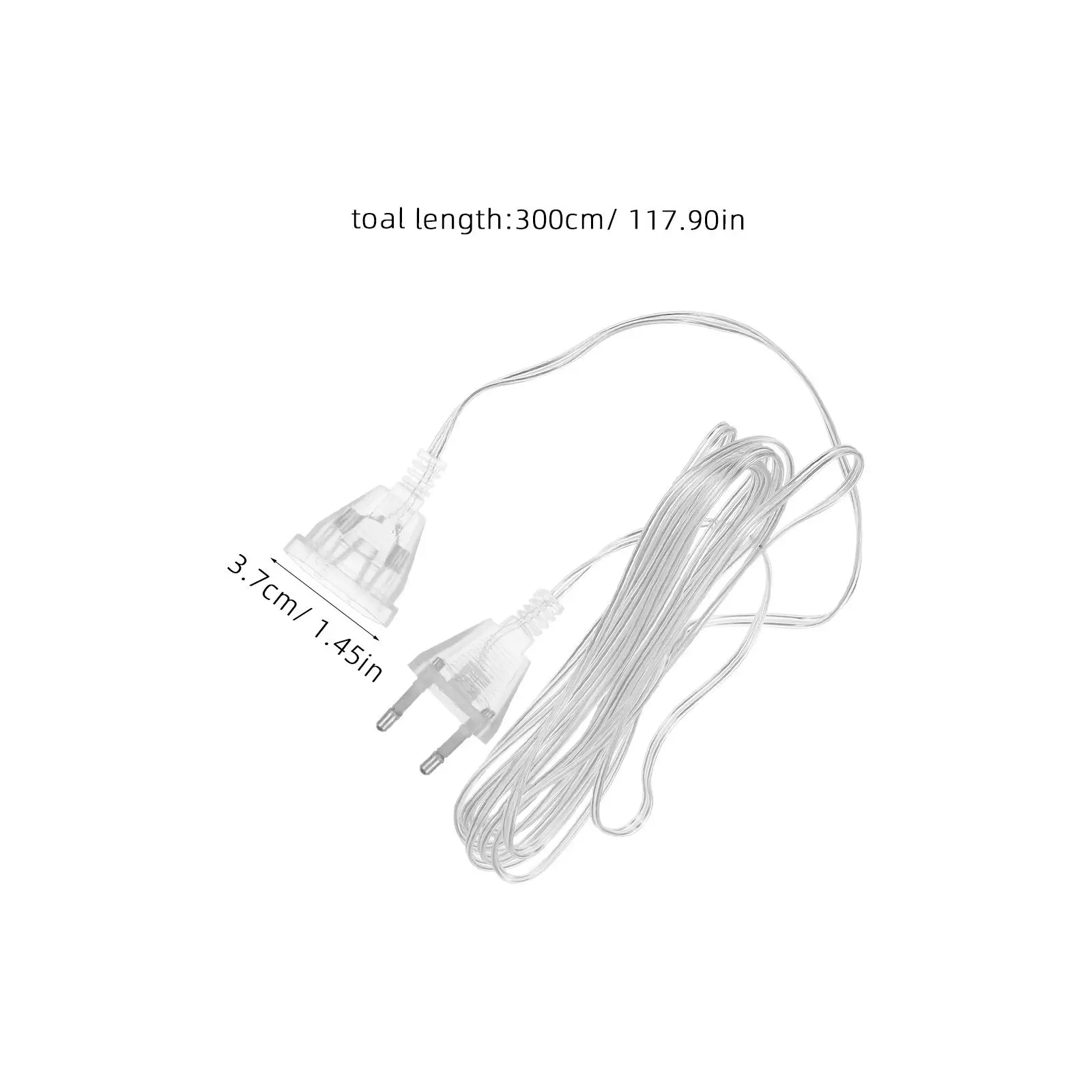 2Pcs Flexible Clear LED Light String Extension Cord Indoor Outdoor Use Christmas Light Extender Warm Romantic Ambience Tool