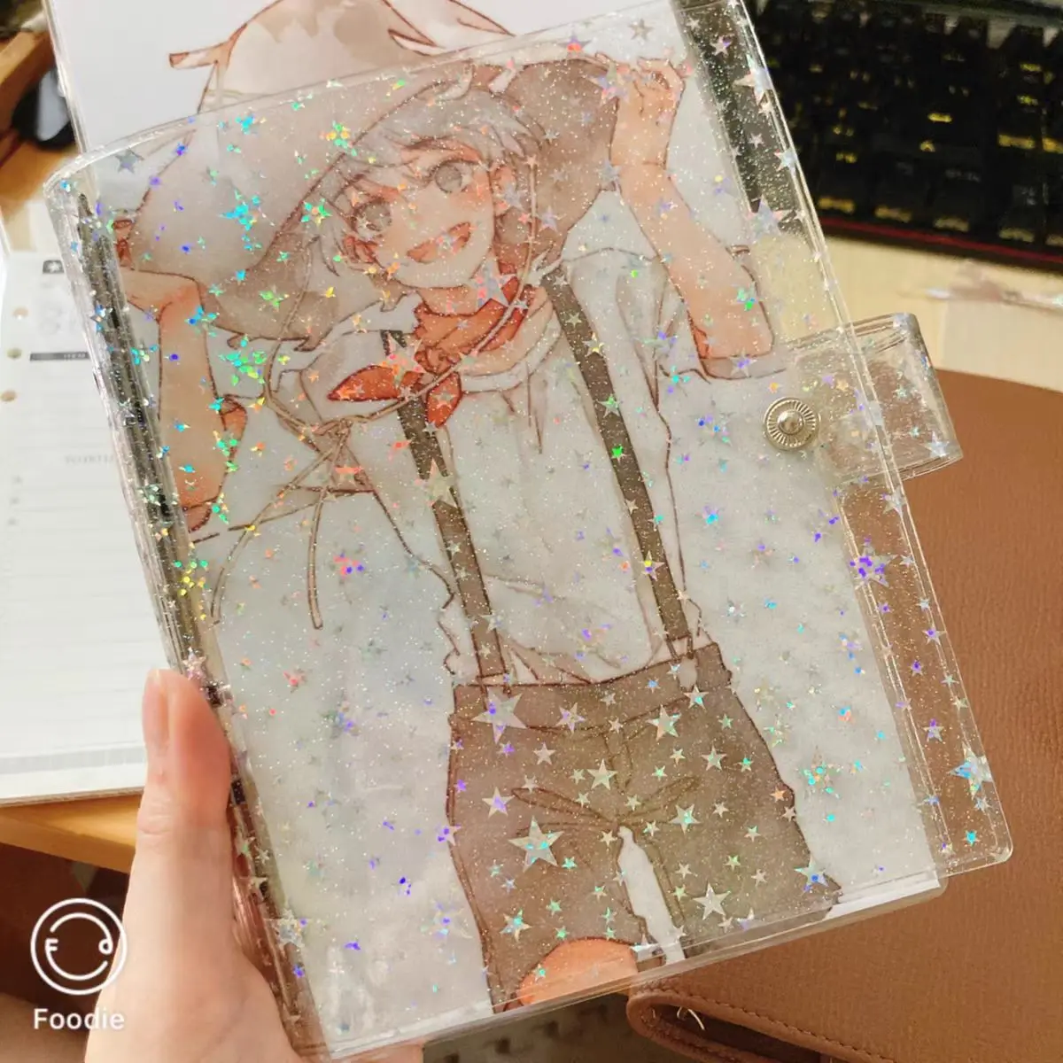 A6โปร่งใส PVC หลวม Leaf Notebook Planner Agenda Organizer Diary แบบพกพา6แหวน20แหวน Binder 2022ใหม่