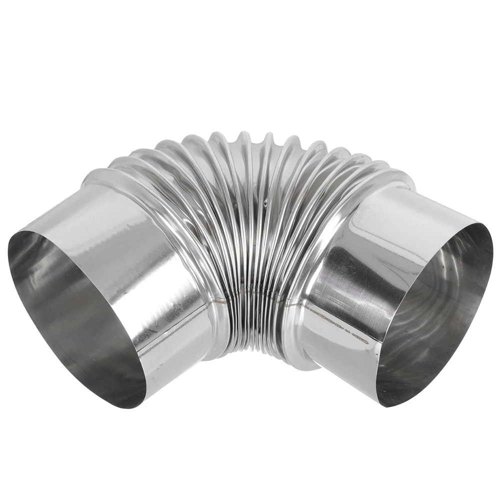 

Stainless Steel Chimney Flue 12CM Elbow Pipe Flexible Air Vent Hose for Kitchen Stove Exhaust Duct Replacement Part