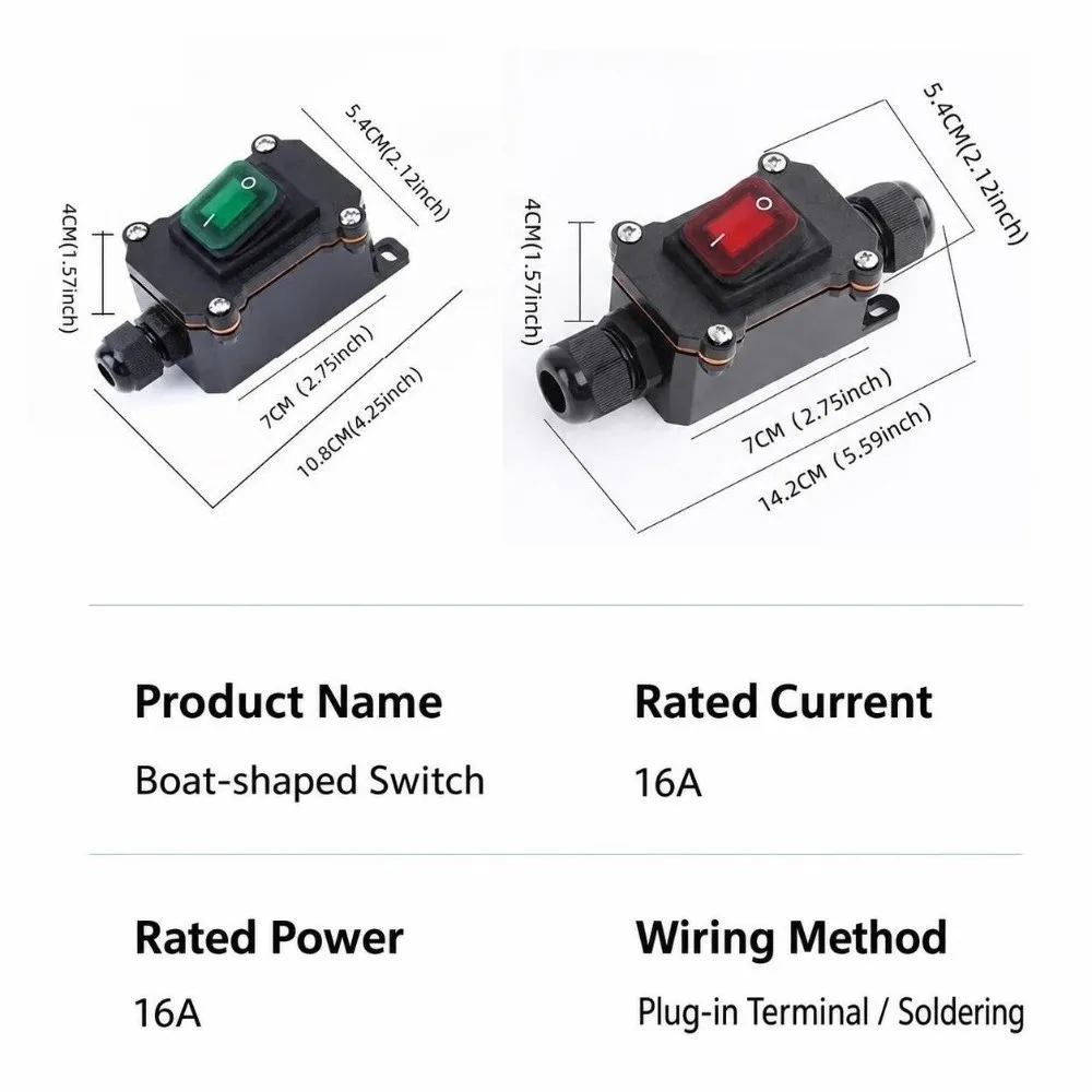 Heavy Duty 110V-220V Inline Power Cord Switch 30A 12V-24V High Current Connetor Waterproof IP67 Inline Switch