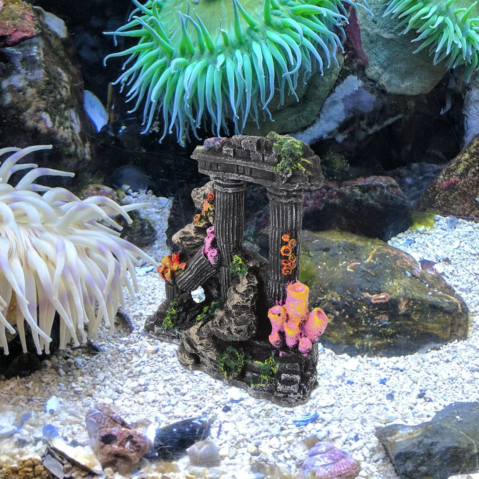 

Resin Roman Pillar Aquarium Decor Fish Tank Landscaping Ornament Artistic Ambiance Enhancer Natural Warm Living Environment