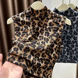 Sleeveless Plus Size Trend Bottoming Shirt Spring Autumn New Leopard Printing High Street Tops Fashion Casual Women Clothing