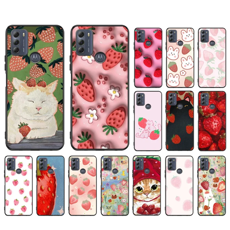 Strawberry Cat Phone Case For Moto G84 G23 G24 G31 G32 G41 G51 G52 G53 G54 G71 G82 G42 G62 G200 G Play G Stylus