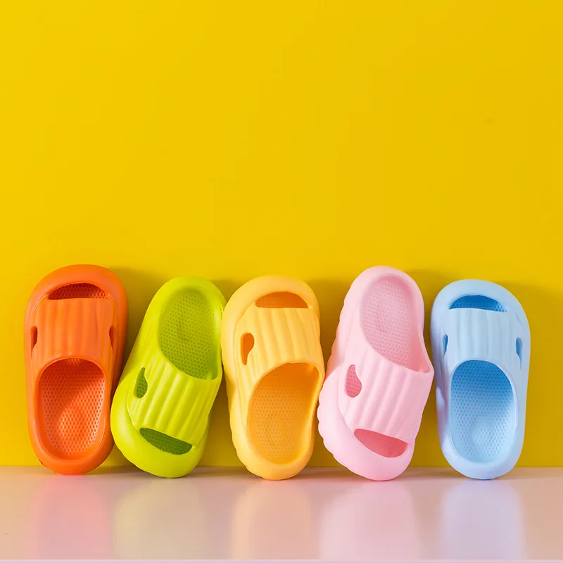 EVA Thick Sole Bathroom Slippers Cloud-Like Comfort Home Use Kids Girls Boys Indoor Solid Color Summer Slippers
